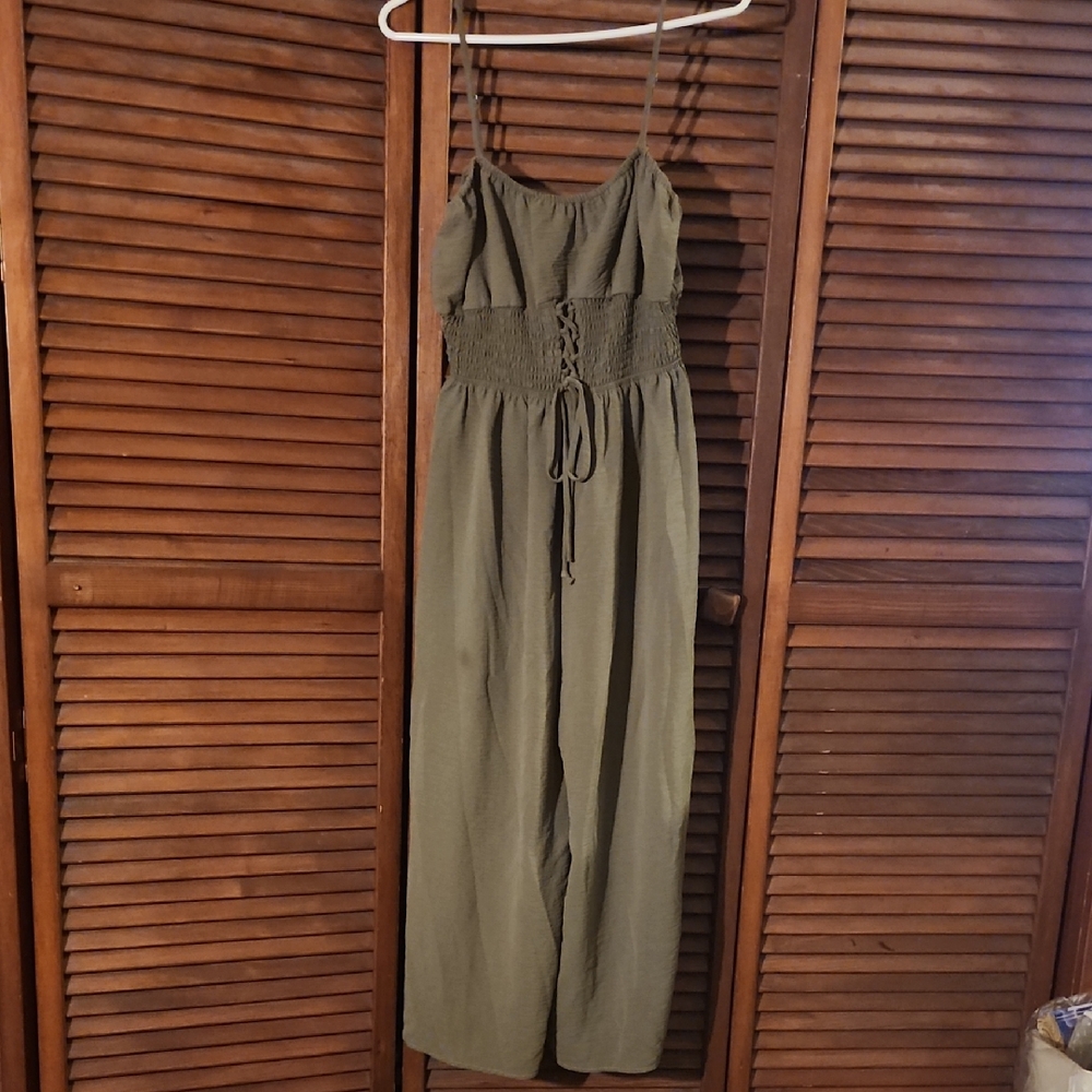 Elegant Olive Sleeveless Jumpsuit
